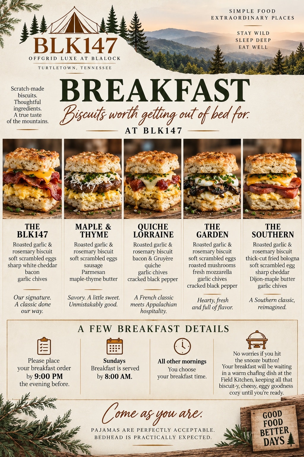 BLK147 breakfast menu