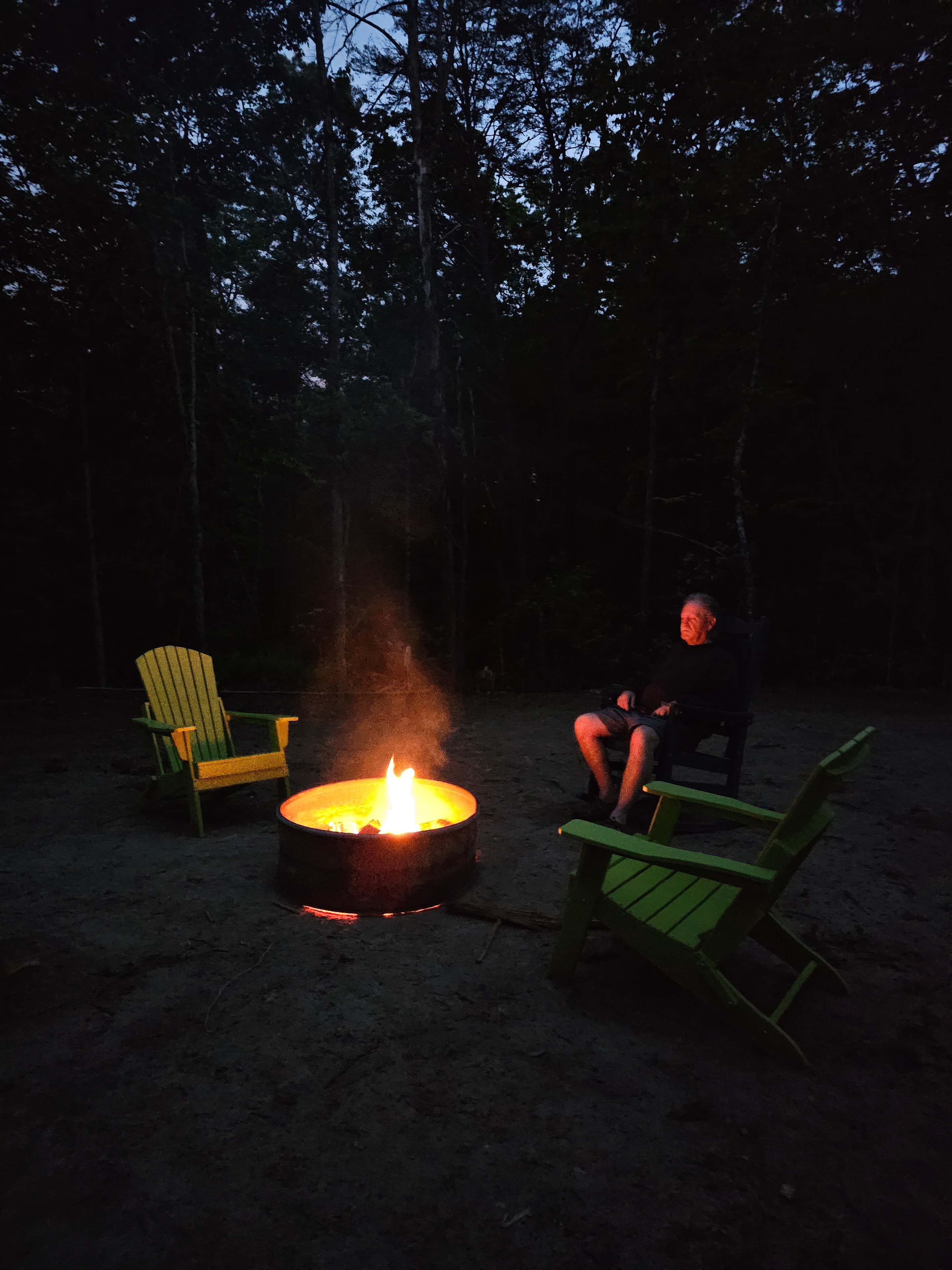 Fire pit gathering at night at BLK147
